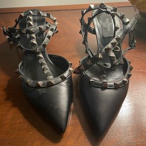 Black Valentino low studded heels. Size 38